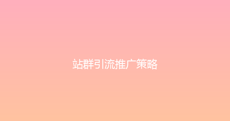 站群引流推广策略 封面图