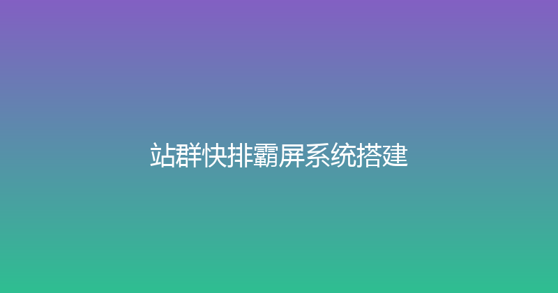 站群快排霸屏系统搭建 封面图