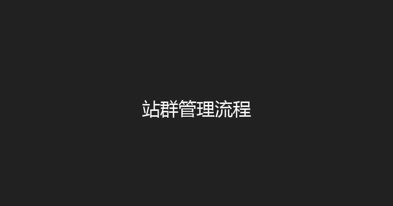 站群管理流程 封面图